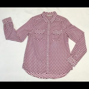 AMERICAN EAGLE Purple And White Geometric Blouse Top Long Sleeves Small/Medium